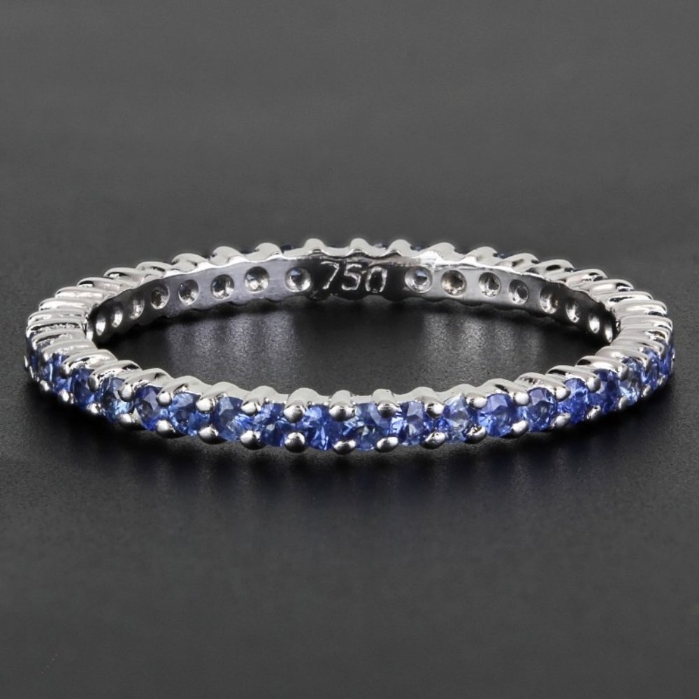 New Jolie 18k White Gold Sapphire Anniversary Wedding Eternity Ring